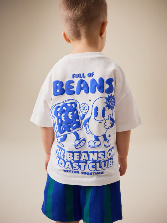 White Full of Beans Short Sleeve Graphic T-Shirt (3mths-7yrs) image 3