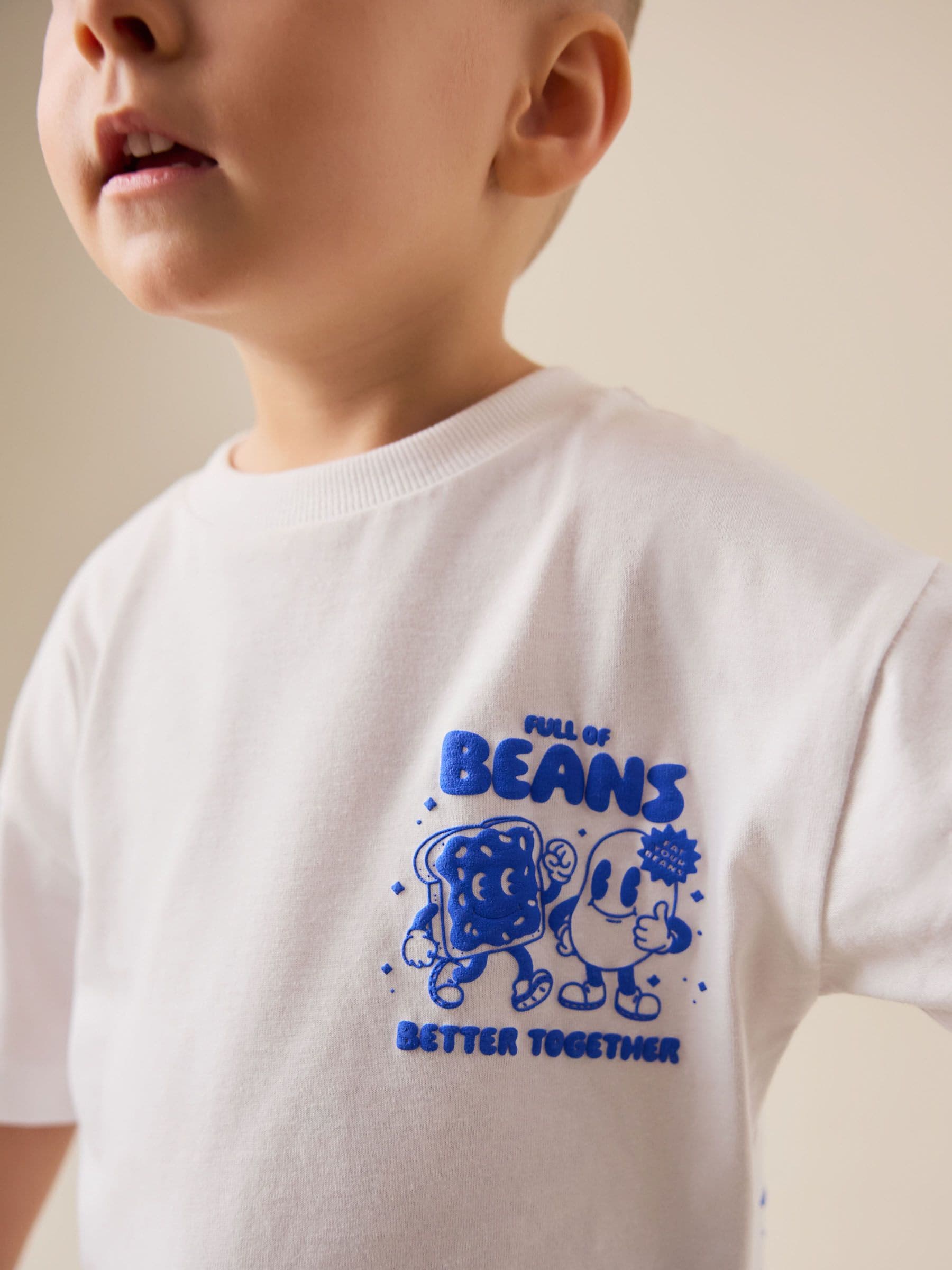 White Full of Beans Short Sleeve Graphic T-Shirt (3mths-7yrs) image 3