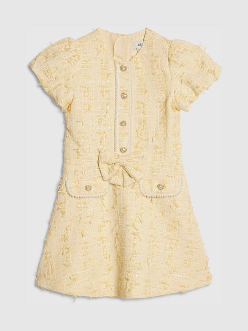 River Island Yellow Bow Boucle Pearl Dress image 1