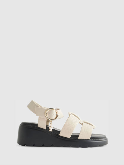 River Island Cream Contrast Chunky Wedge Sandals image 1