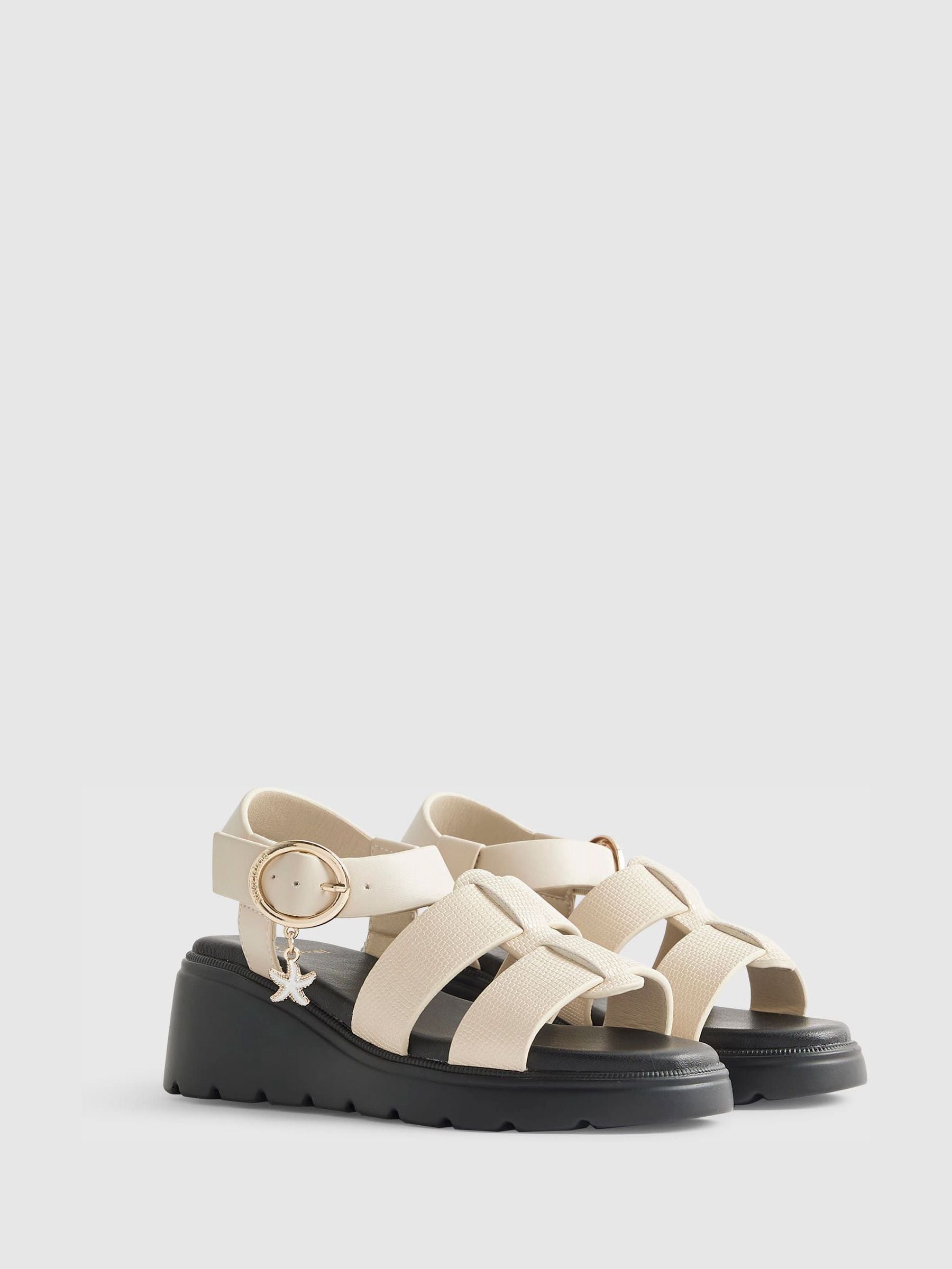 River Island Cream Contrast Chunky Wedge Sandals image 2