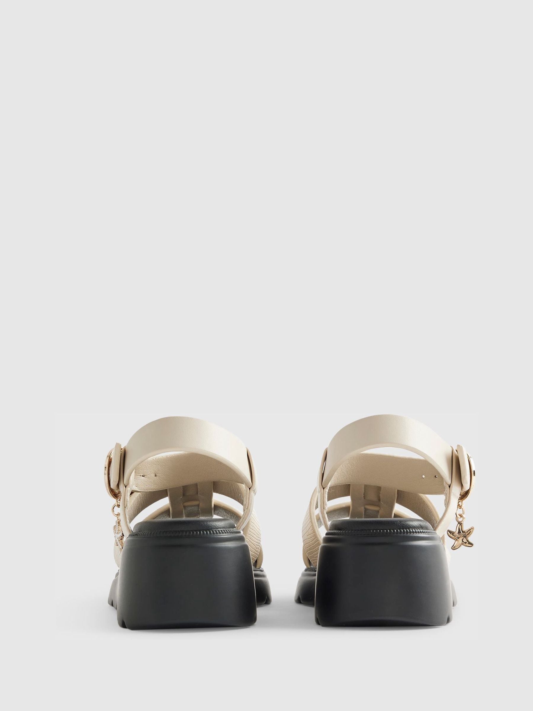 River Island Cream Contrast Chunky Wedge Sandals image 4