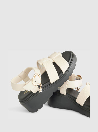 River Island Cream Contrast Chunky Wedge Sandals image 5
