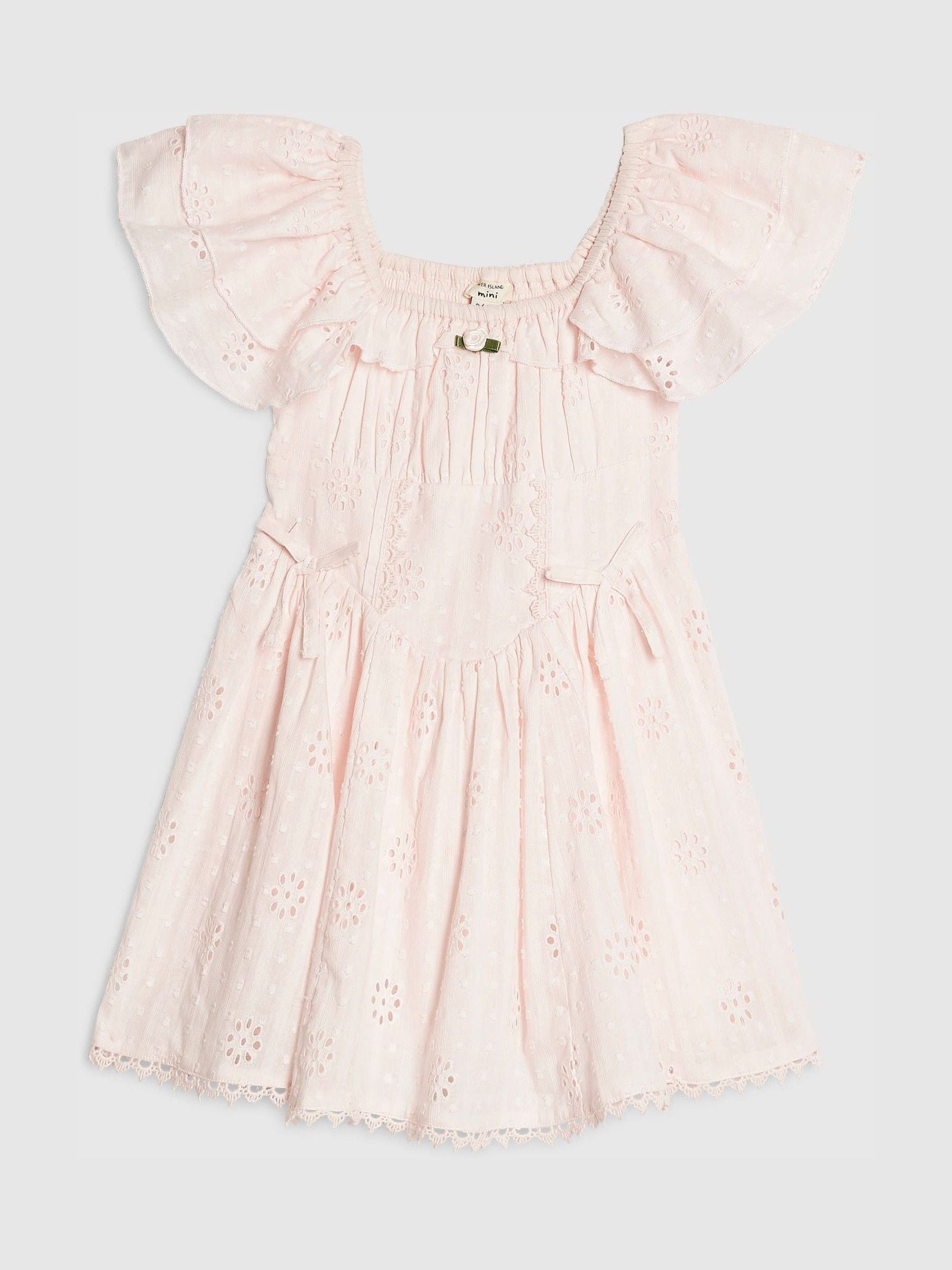 River Island Pink Broderie Rosette Dress image 1