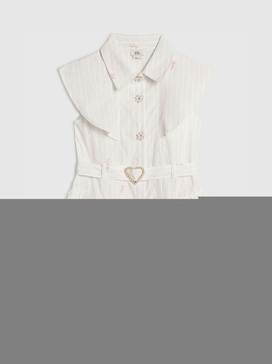 River Island Cream Stripe Prom Dress image 1