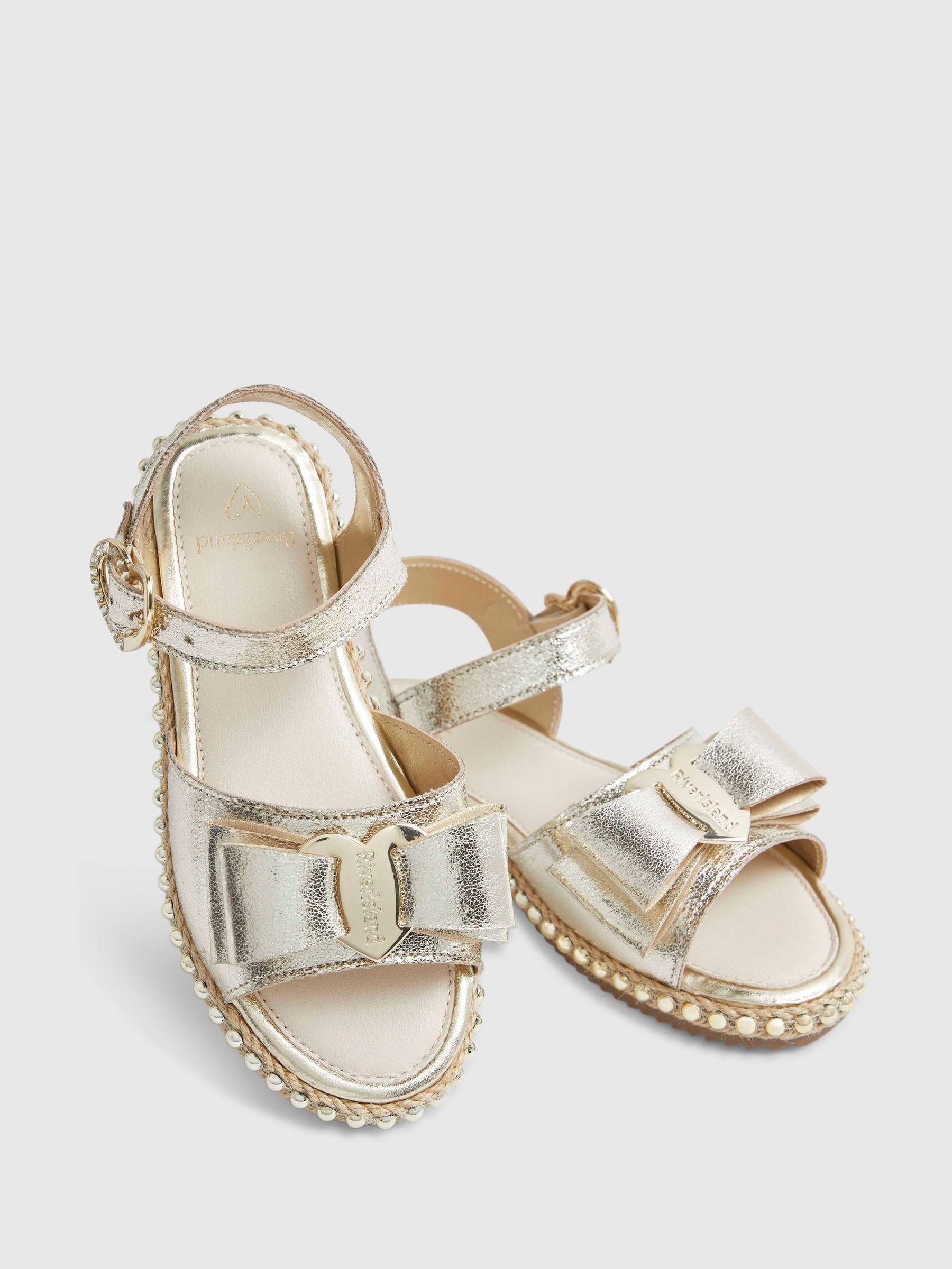 River Island Silver Metallic Bow Espadrille Sandals image 4