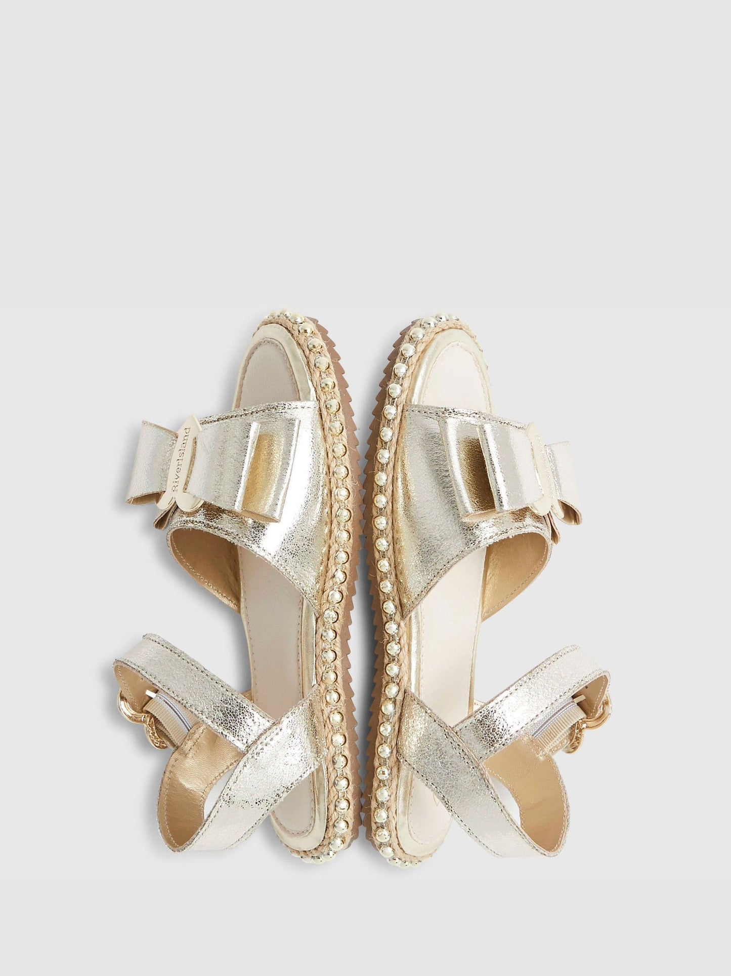 River Island Silver Metallic Bow Espadrille Sandals image 5