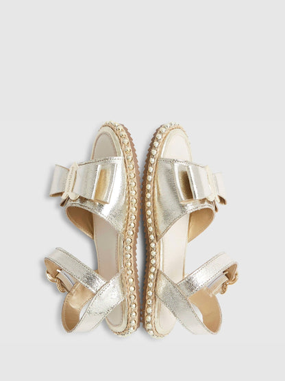River Island Silver Metallic Bow Espadrille Sandals image 5