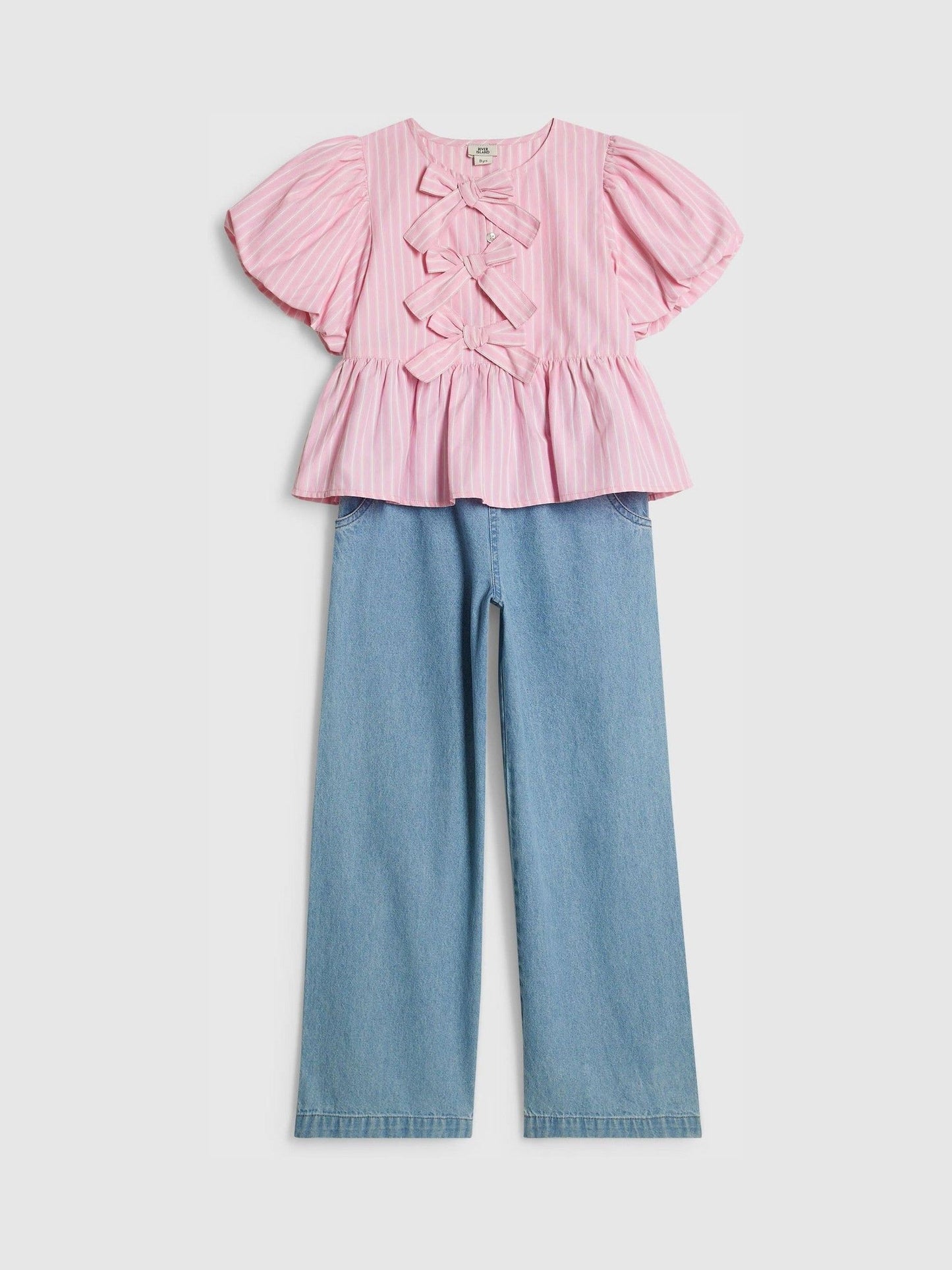 Dsiney Kidz - River Island Pink Seersucker Top & Jeans Set image 3