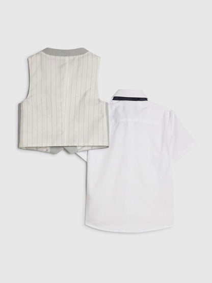 River Island Grey Tailored Waistcoat Shirt & Bow Tie Set 3 Piece image 2