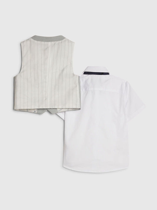River Island Grey Tailored Waistcoat Shirt & Bow Tie Set 3 Piece image 2