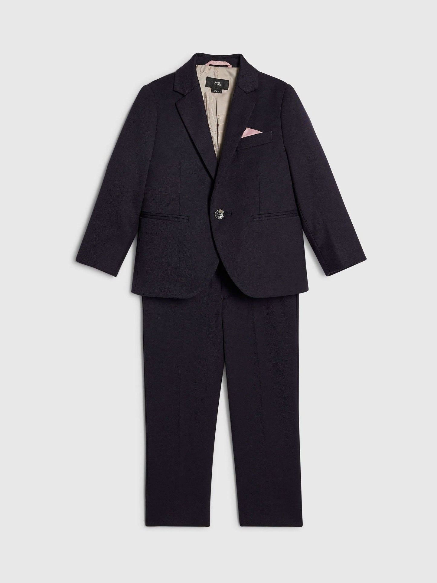 River Island Blue Tailored Suit Jacket & Suit Trousers Set image 3