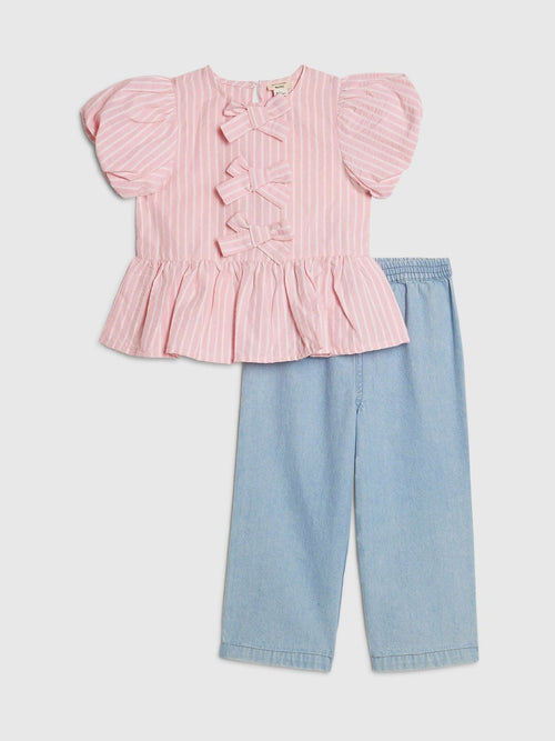 River Island Pink Seersucker Top & Jeans Set image 1