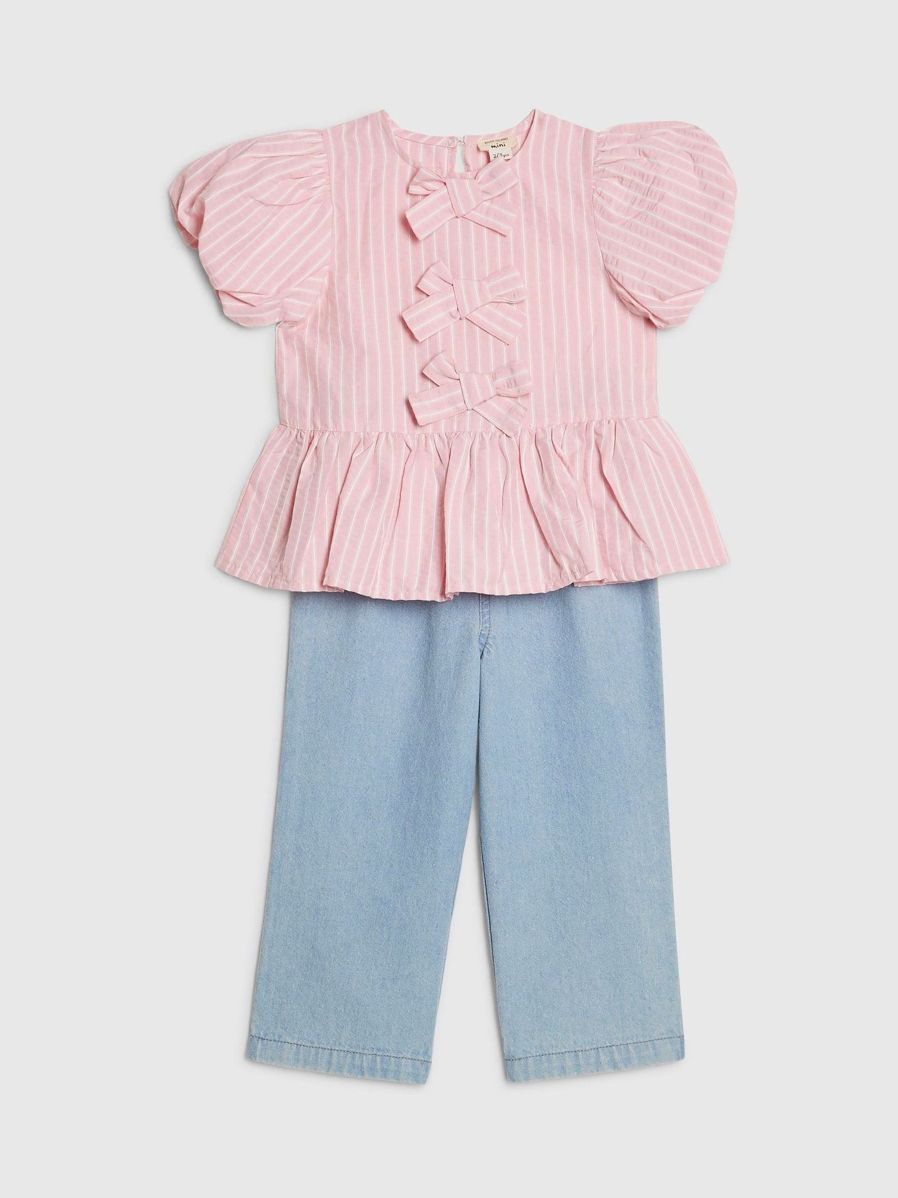 River Island Pink Seersucker Top & Jeans Set image 3