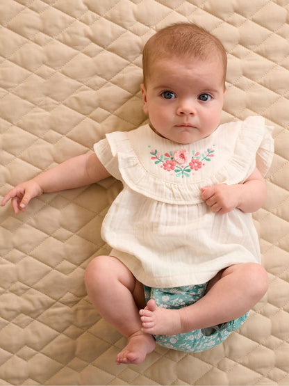 Purebaby Green Embroidered Top and Bloomer Set image 1