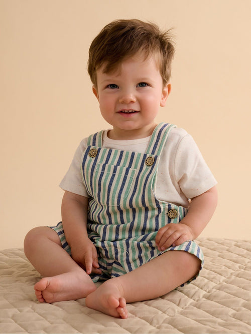 Purebaby Blue Striped Dungarees image 1