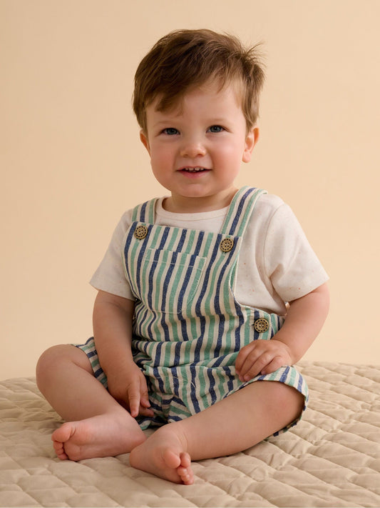 Purebaby Blue Striped Dungarees image 1