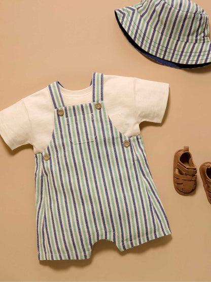 Purebaby Blue Striped Dungarees image 6