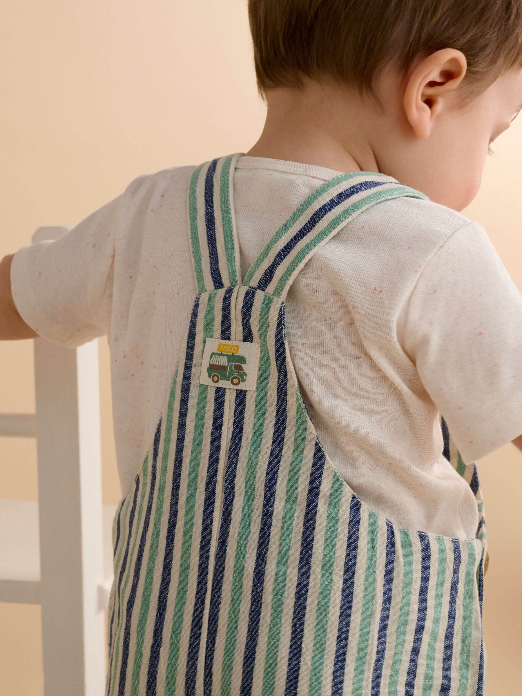 Purebaby Blue Striped Dungarees image 7