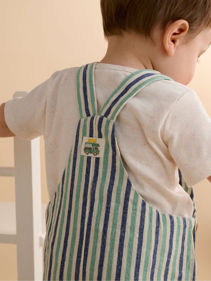 Purebaby Blue Striped Dungarees image 7