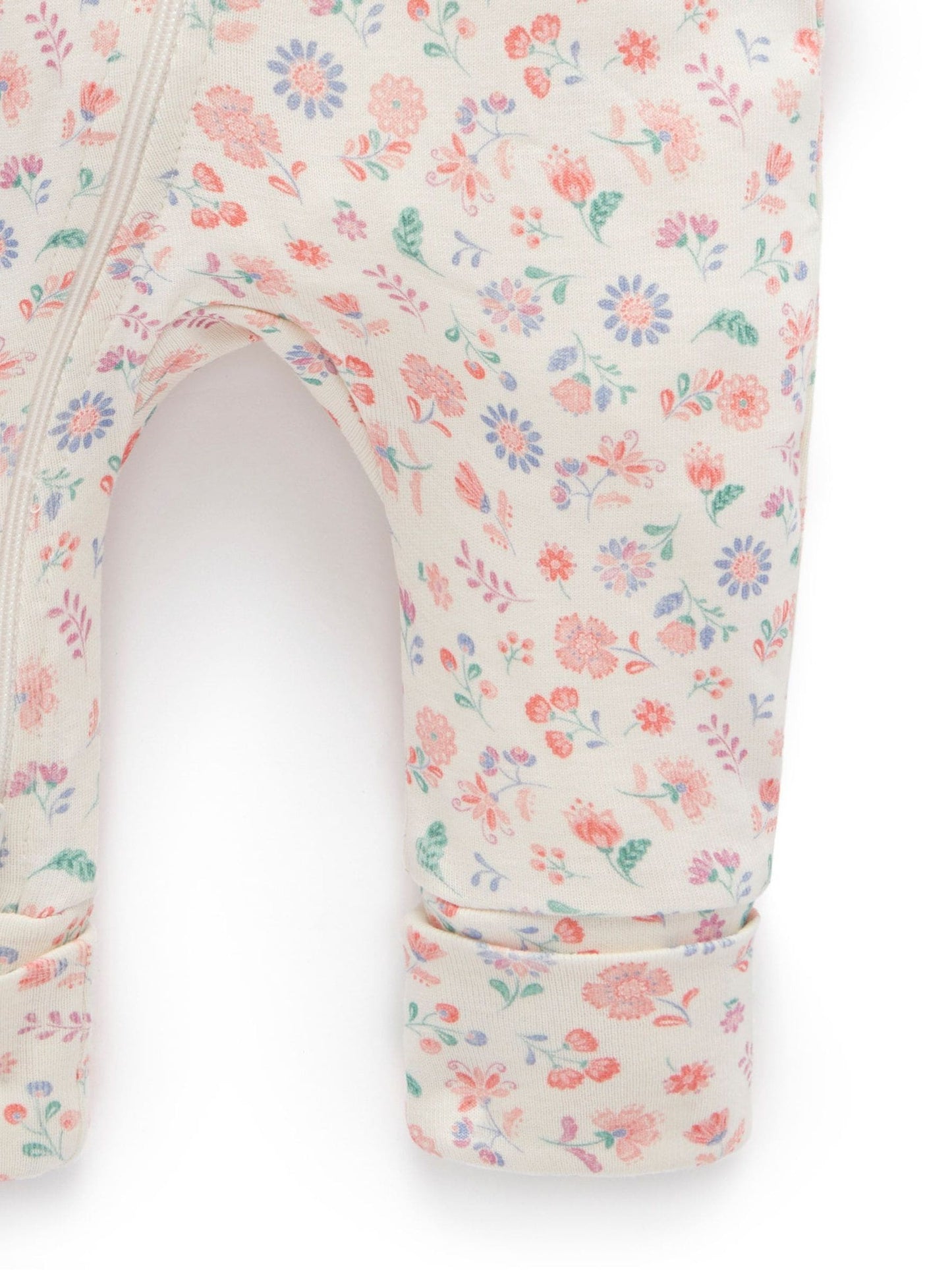 Purebaby Pink Printed Short Sleeve Floral Zip Sleepsuit image 4