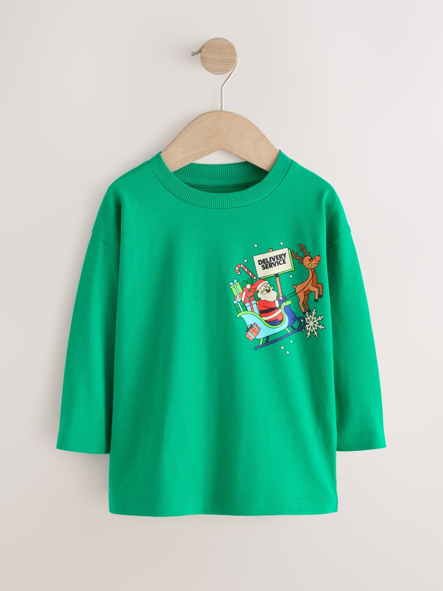 Dsiney Kidz - Green Santa Delivery Long Sleeve Christmas T-Shirt (3mths-7yrs) image 1