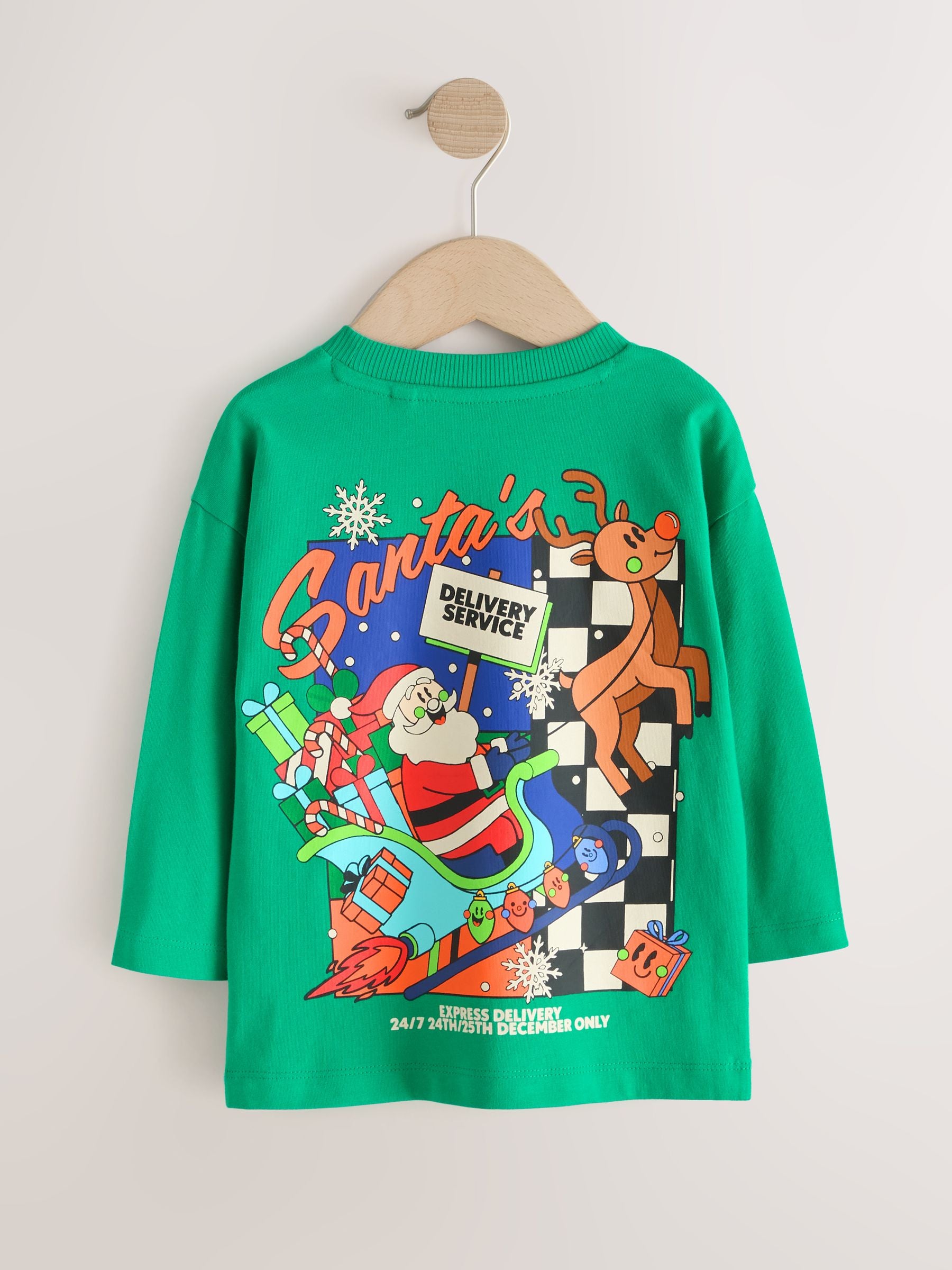 Dsiney Kidz - Green Santa Delivery Long Sleeve Christmas T-Shirt (3mths-7yrs) image 2