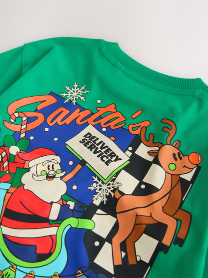 Dsiney Kidz - Green Santa Delivery Long Sleeve Christmas T-Shirt (3mths-7yrs) image 4