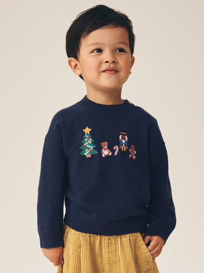 Navy Christmas Crew Neck Jumper (3mths-7yrs) - image 1
