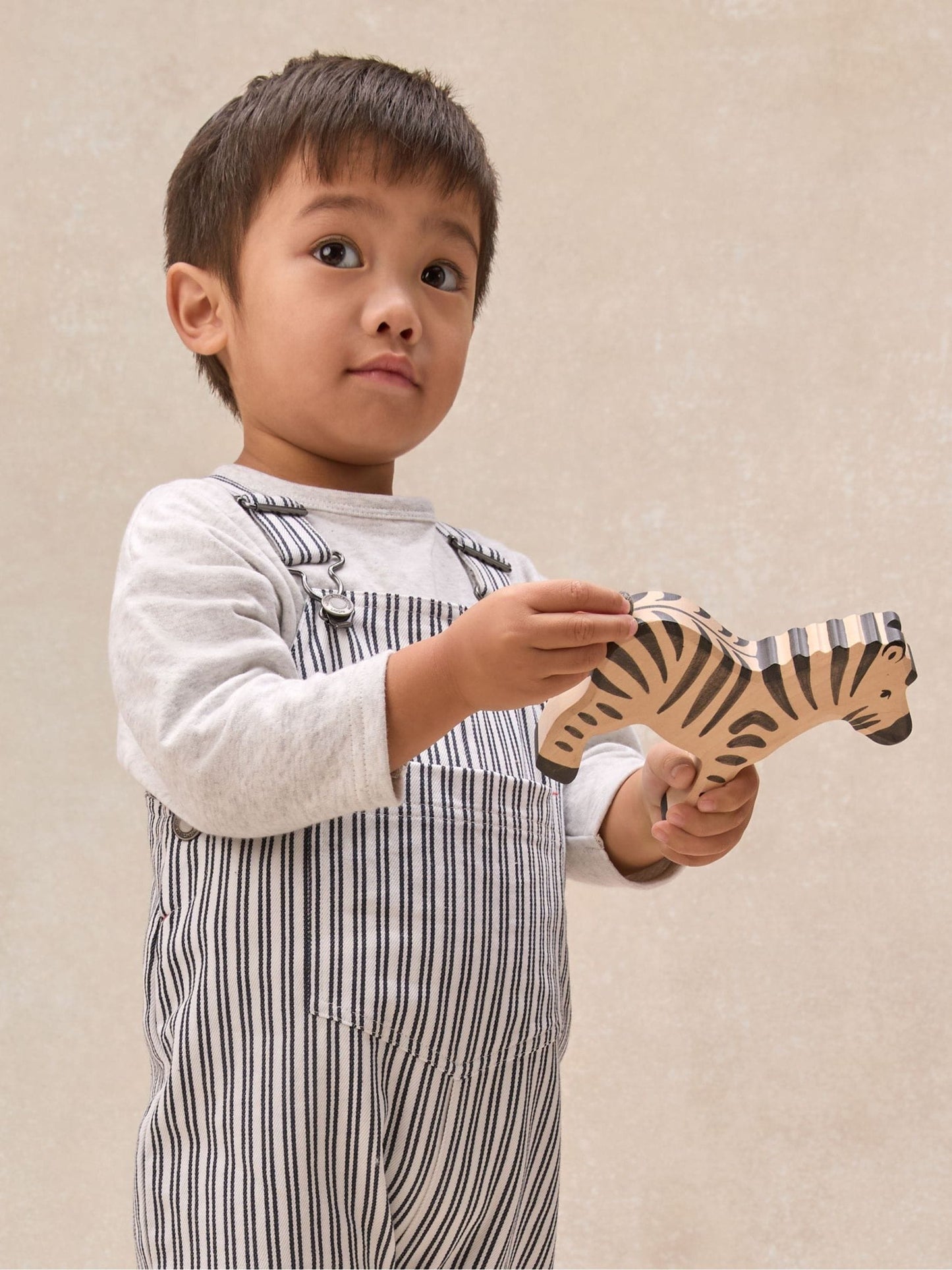 The White Company White Cotton Blend Stripe Dungaree & Top Set image 2