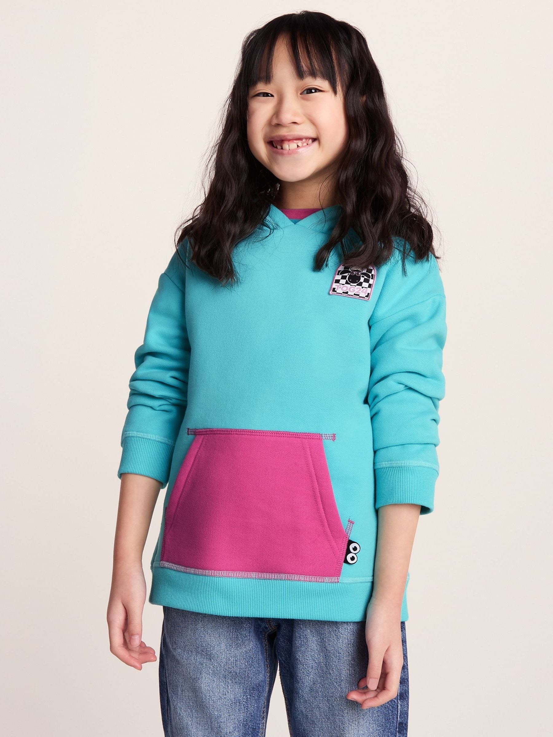 Dsiney Kidz - Tog 24 Turquoise Blue/Pink Pelibuey Kids Shaun the Sheep Hoodie image 1