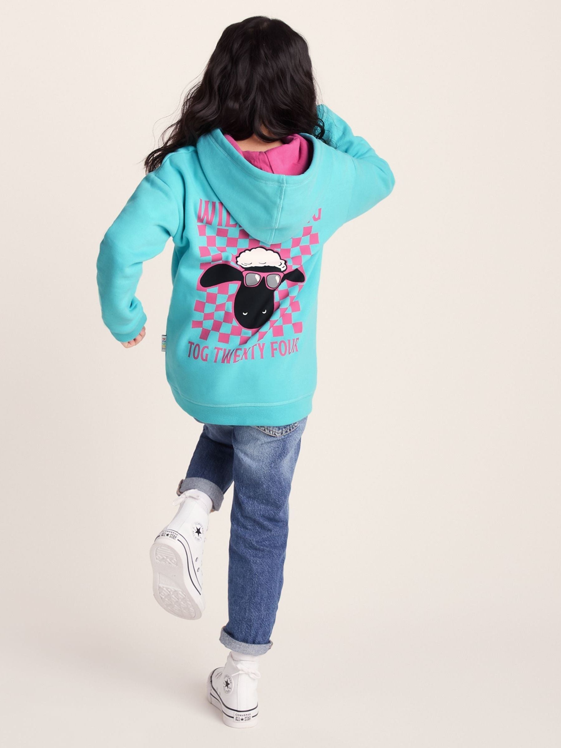 Dsiney Kidz - Tog 24 Turquoise Blue/Pink Pelibuey Kids Shaun the Sheep Hoodie image 3