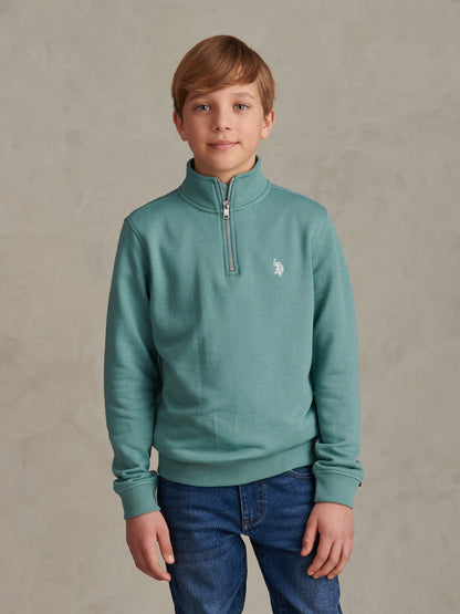 Dsiney Kidz - U.S. Polo Assn. Green Double Horsemen ¼ Zip Sweatshirt image 1