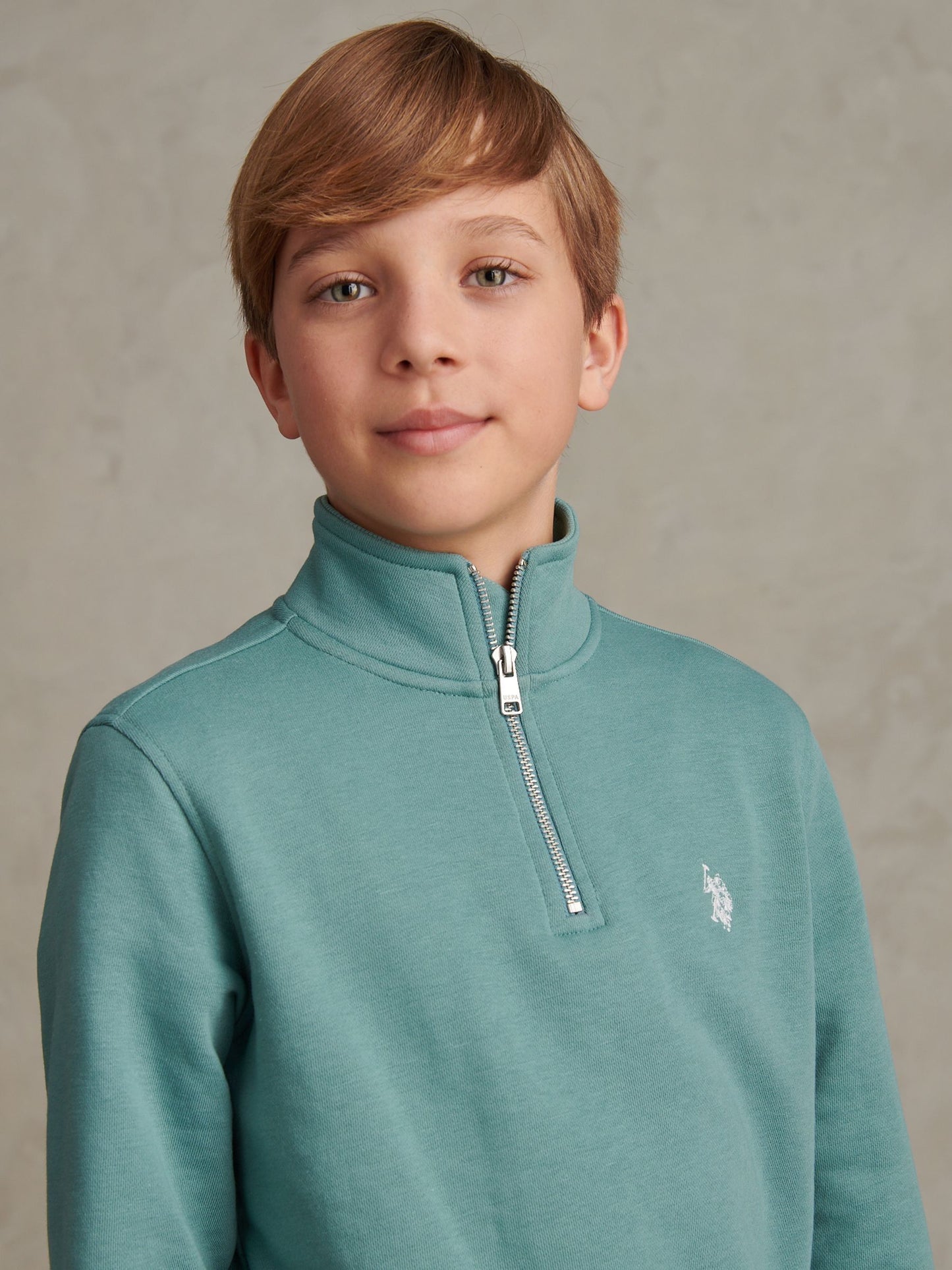Dsiney Kidz - U.S. Polo Assn. Green Double Horsemen ¼ Zip Sweatshirt image 2