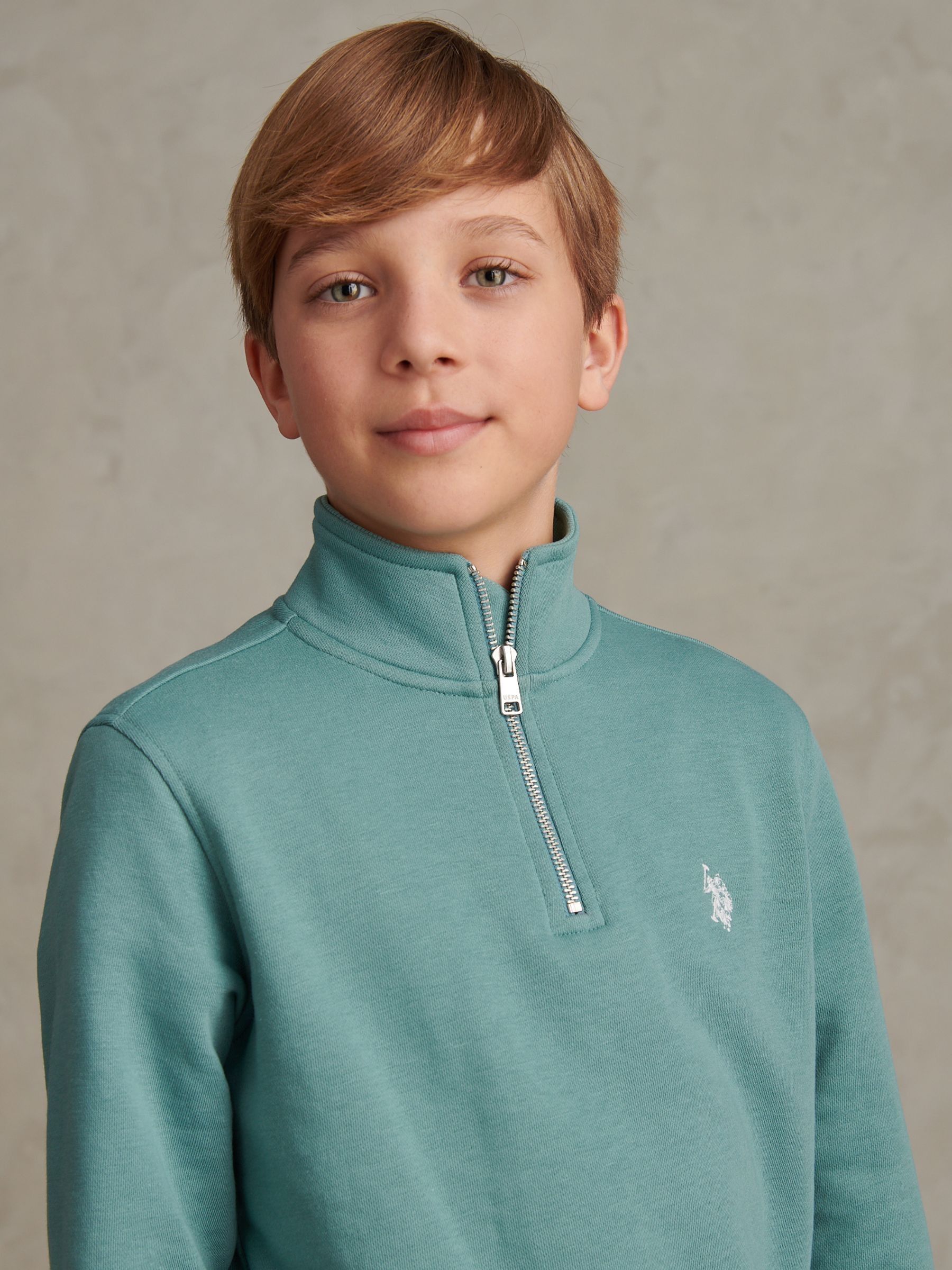 Dsiney Kidz - U.S. Polo Assn. Green Double Horsemen ¼ Zip Sweatshirt image 2