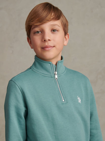 Dsiney Kidz - U.S. Polo Assn. Green Double Horsemen ¼ Zip Sweatshirt image 2