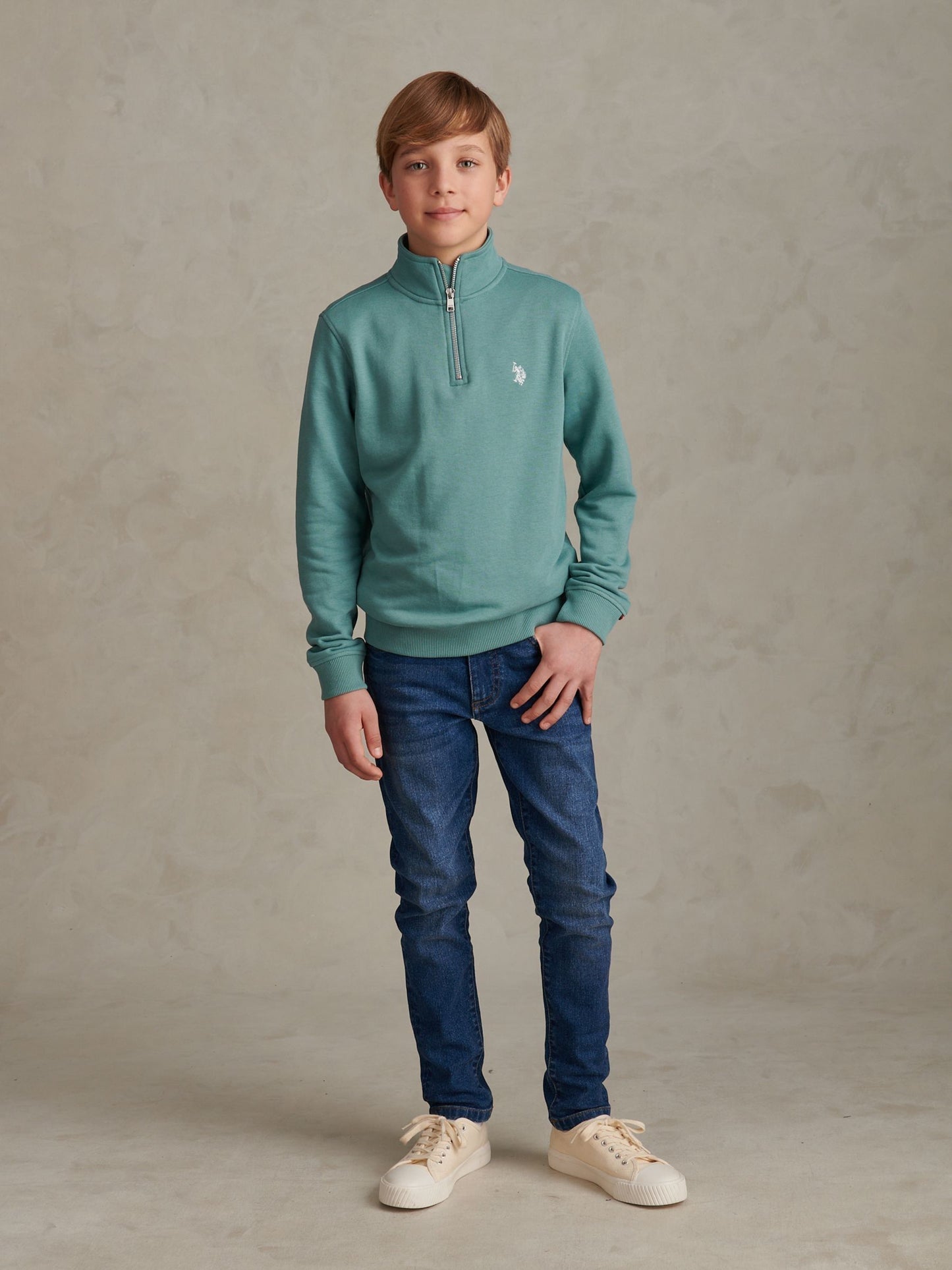 Dsiney Kidz - U.S. Polo Assn. Green Double Horsemen ¼ Zip Sweatshirt image 3
