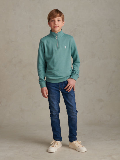 Dsiney Kidz - U.S. Polo Assn. Green Double Horsemen ¼ Zip Sweatshirt image 3