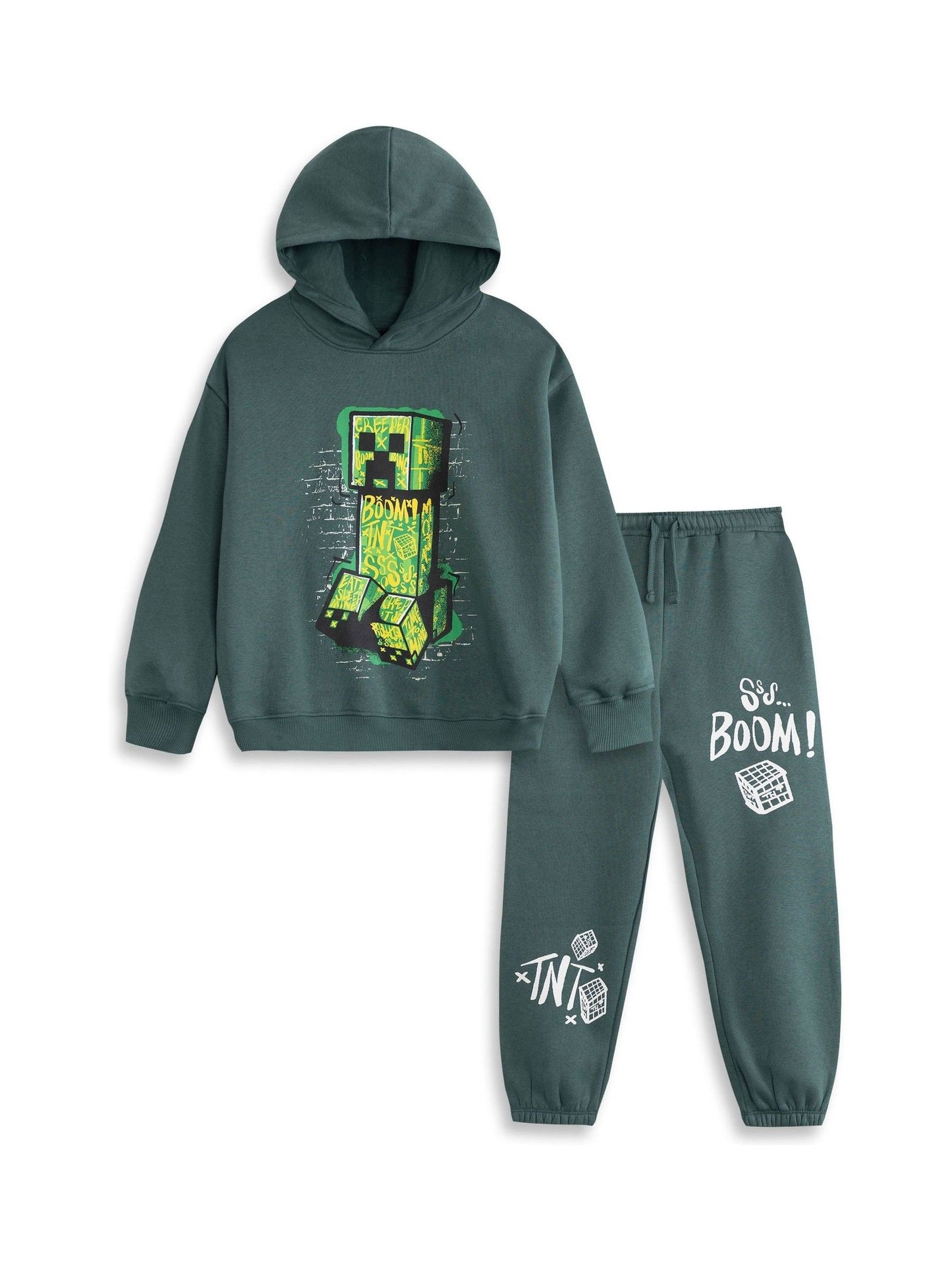 Dsiney Kidz - Vanilla Underground Green Minecraft Creeper Sweatshirt and Joggers Set image 1