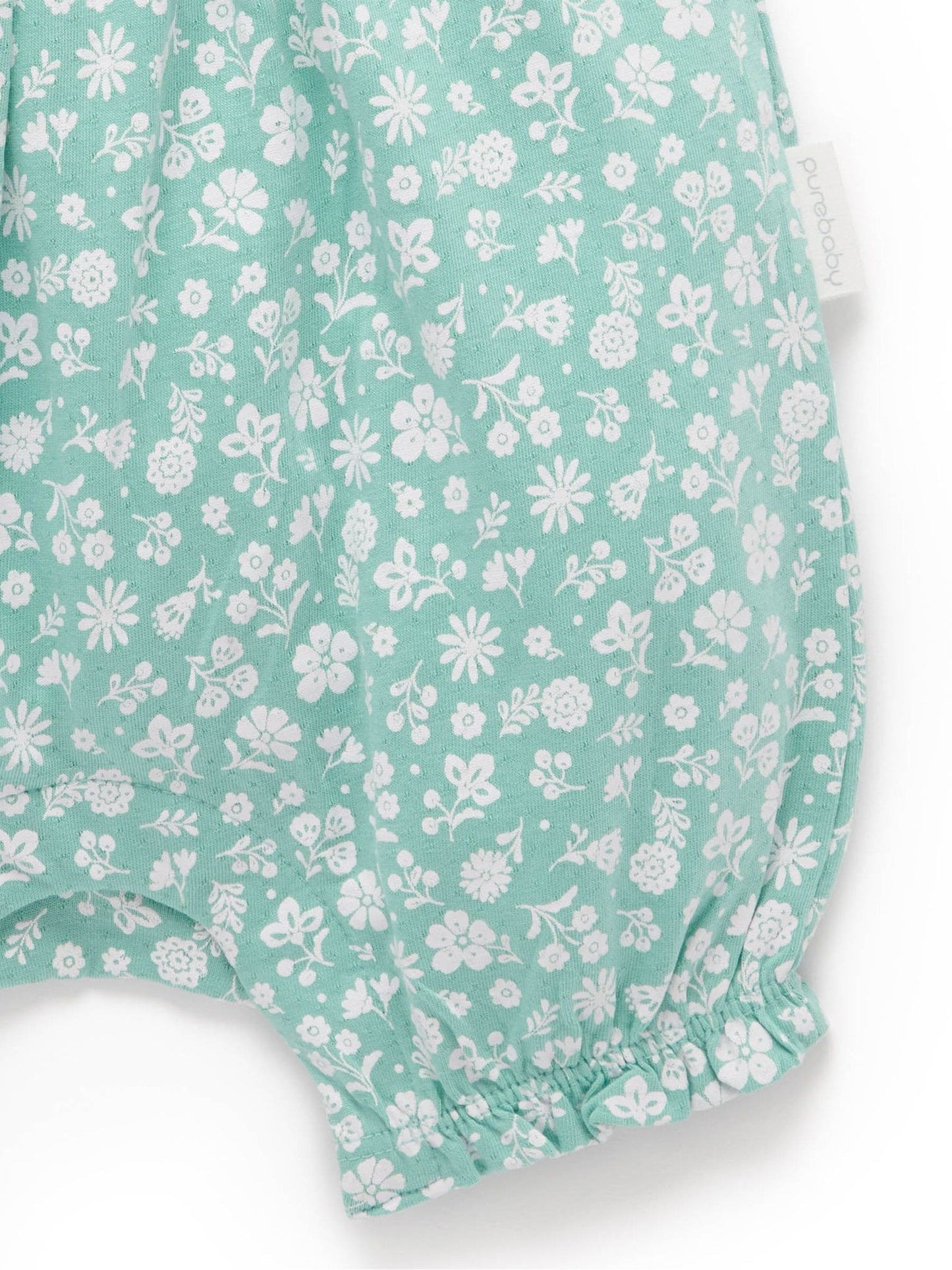 Purebaby Green Ruffle Floral Romper and Headband Set image 5