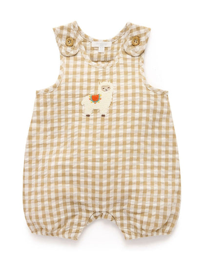 Purebaby Natural Llama Gingham Romper image 2