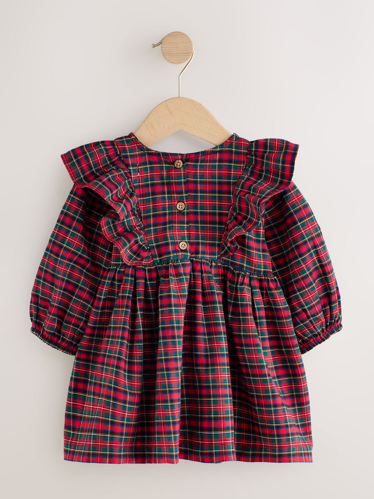 Dsiney Kidz - Red Velvet Bow Long Sleeve Check Dress (3mths-8yrs) image 6