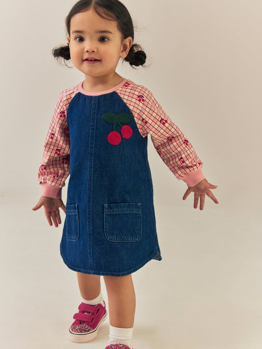 Dsiney Kidz - Cherry Print Raglan Denim Dress (3mths-8yrs) image 2