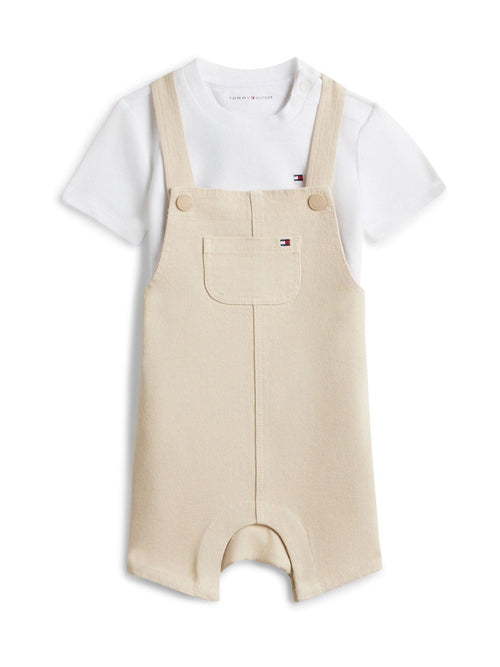 Dsiney Kidz - Tommy Hilfiger Brown Essential Dungaree Shorts And T-Shirt Gift Box image 1