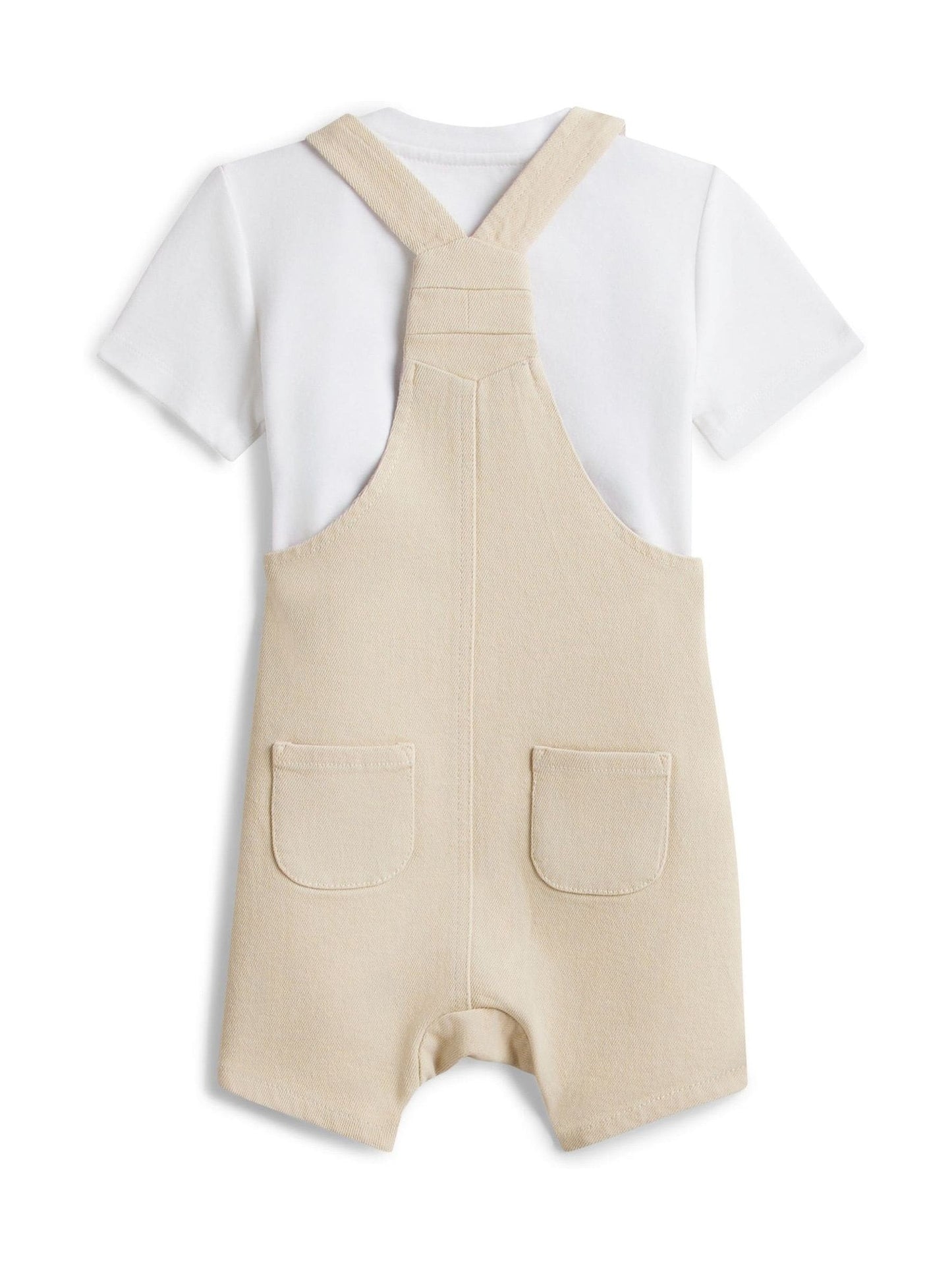 Tommy Hilfiger Brown Essential Dungaree Shorts And T-Shirt Gift Box image 2