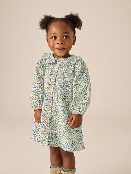 Dsiney Kidz - Blue Ditsy Floral Cord 3D Bow Collar Dress (3mths-8yrs) image 1
