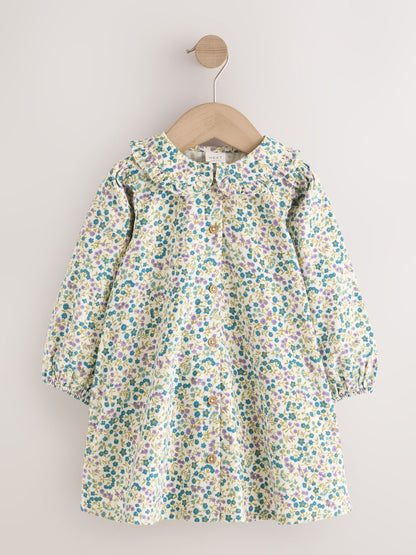 Dsiney Kidz - Blue Ditsy Floral Cord 3D Bow Collar Dress (3mths-8yrs) image 6