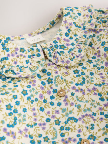 Dsiney Kidz - Blue Ditsy Floral Cord 3D Bow Collar Dress (3mths-8yrs) image 9