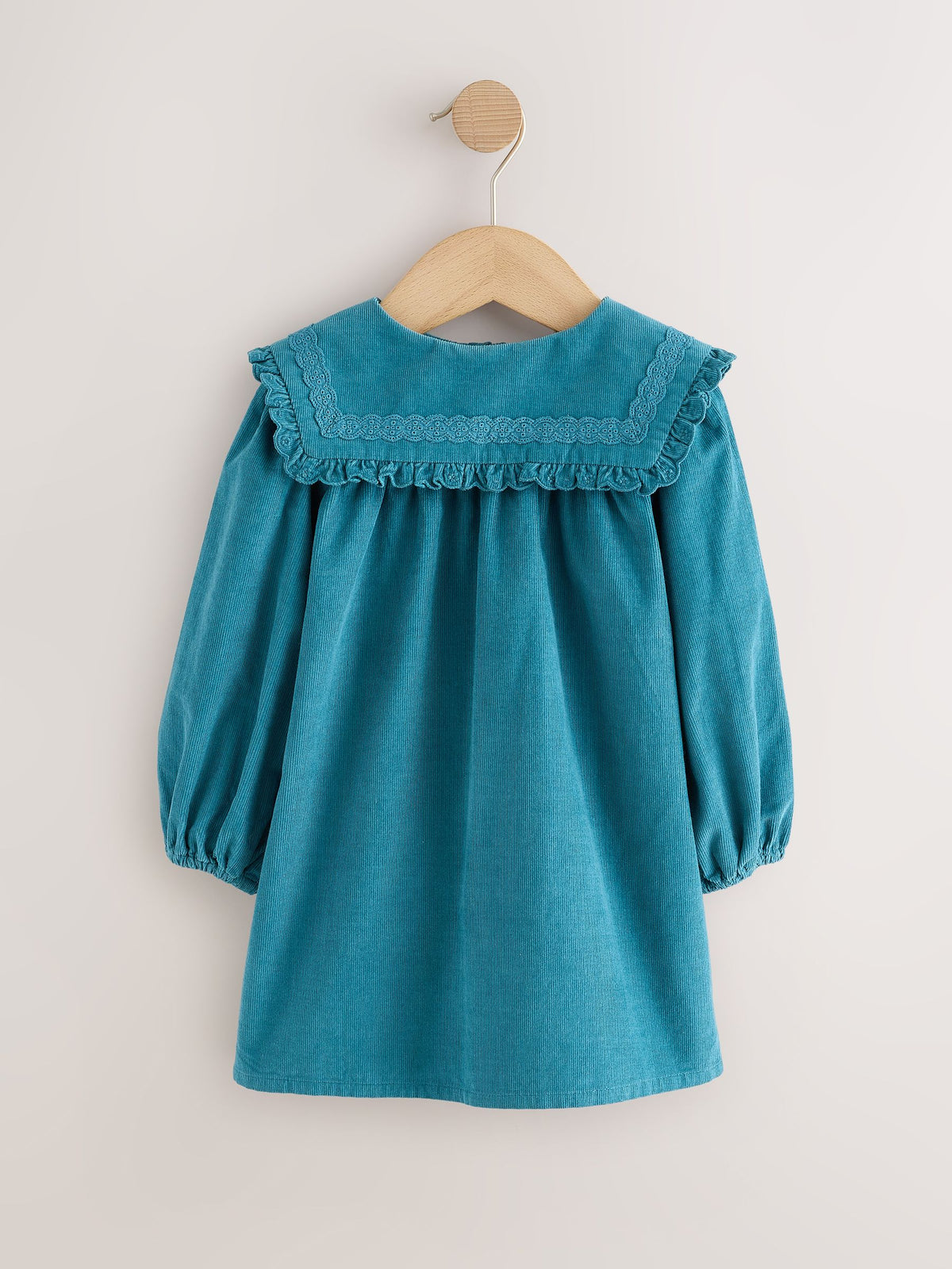 Teal Blue Collar Detail Long Sleeve Cord Dress (3mths-8yrs) - image 6