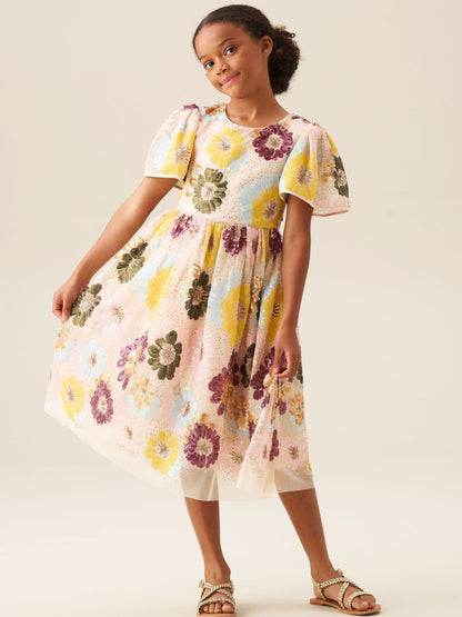 Angel & Rocket White Verity Flower Sequin Dress image 1